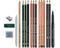 Faber-Castell Pitt Monochrome Discovery Set 17-delig met dry art materialen inhoud set