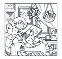 Bladzijde voorbeeld Cute &amp; Cosy: Hartsvriendinnen kleurboek met 30 schattige illustraties over vriendschap
