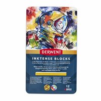Derwent Inktense Blocks set in metalen etui met 12 kleuren