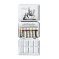 6 x 5 ml "Retro II" Jan Wellem, Dusseldorf set in metalen etui Schmincke Horadam Aquarelverf