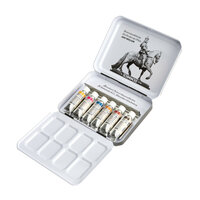 6 x 5 ml "Retro II" Jan Wellem, Dusseldorf set in metalen etui Schmincke Horadam Aquarelverf