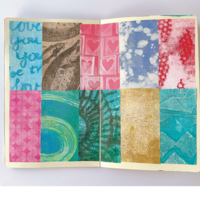 Cre&euml;er een patchwork van patronen door te experimenteren met verschillende kleuren en texturen in het mini journal. 8500326680