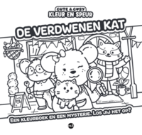 Voorbeelden van de dikke, duidelijke lijnen in het Tortelduifjes kleurboek, waaronder schattige diertjes die een bordspel spele