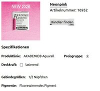 Neon Roze Schmincke Akademie Aquarelverf &ndash; 1/2 Napje (Special Shade) Kleur 952