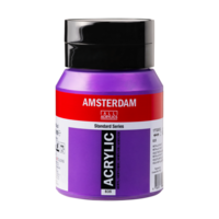 Een vrijstaande, frontale studiofoto van de Amsterdam Standard Series 500ml verfpot met de kleur Metallicviolet (835). De pot h