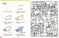 Inkijkexemplaar pagina 66 en 67. Op de linkerpagina staan stap-voor-stap tekeninstructies voor een laptop. Op de rechterpagina 