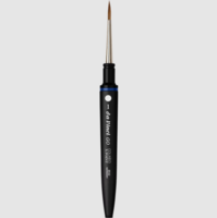 Een volledig uitgeklapt da Vinci GO COLINEO reis-aquarelpenseel (Serie 8532) met een ronde, extra lange en spitse synthetische 