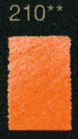 Een rechthoekig kleurstaal van het Faber-Castell Polychromos potlood in de intense tint Perinone Oranje (Perinone Orange), kleu