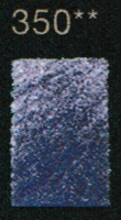 Een rechthoekig donkerpaars ingekleurd vlak dat de tint Donker Ultramarijn Violet (350) van het Polychromos potlood toont, met 