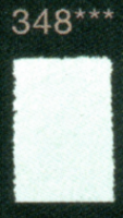 Een rechthoekig lichtblauw ingekleurd vlak dat de tint Aquamarijn Blauw (348) van het Polychromos potlood toont, met daarboven 