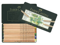 Pastelpotloden metalen etui &agrave; 12 st. Faber-Castell Pitt Assortiment &agrave; 12 stuks.