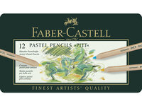 Pastelpotloden metalen etui &agrave; 12 st. Faber-Castell Pitt Assortiment &agrave; 12 stuks.