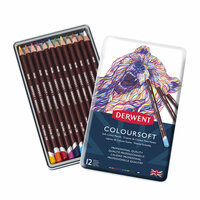 Derwent Coloursoft Set 12 kleurpotloden in metalen etui