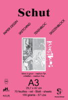 Schut Dessin Schets- en Tekenpapier (1-zijde verlijmd) 70 vellen 180 grams A3 Roze