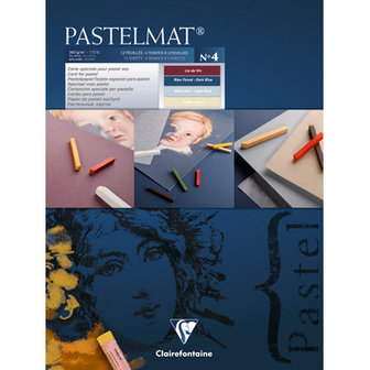 Pastelmat No 4 Pastel Papier verlijmd Blauw Rood Zand kleuren fijne structuur 12 vellen van Clairefontaine 360 grams 18 x 24 cm