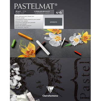 Pastelmat No 6 Pastel Papier verlijmd Antraciet fijne structuur 12 vellen van Clairefontaine 360 grams 24 x 30 cm