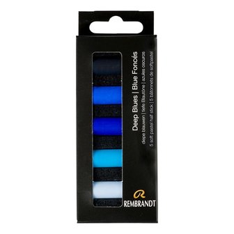 Diepe Blauwen set met 5 halve Rembrandt Softpastels