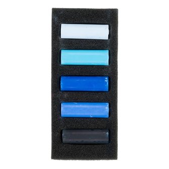 Diepe Blauwen set met 5 halve Rembrandt Softpastels