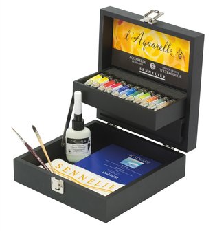 L&#039;Aquarelle Zwart koffertje met 11 x 10 ml Sennelier extra fijne aquarelverf  Set 630