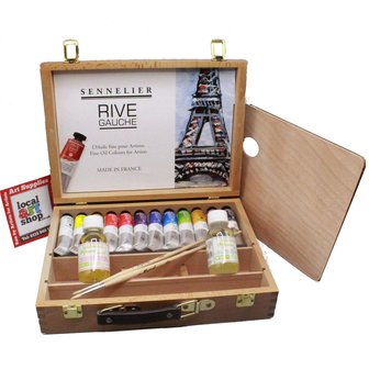 Houten koffer "Etude" Rive Gauche olieverf van Sennelier 12 x 40 ML Set 327