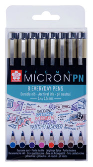 Sakura Pigma Micron PN-set 8 verschillende kleuren