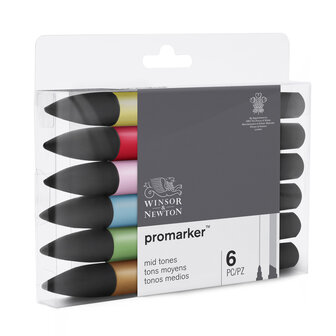 Promarker 6 x Mid Tones van Winsor &amp; Newton Set 112