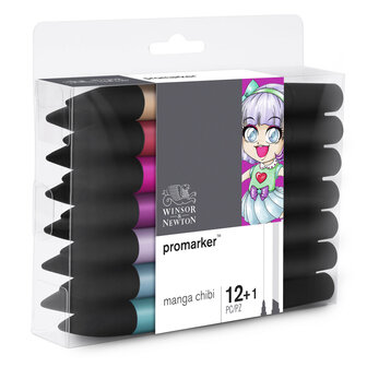 Promarker Manga Chibi set 12 x Promarker en Blender van Winsor &amp; Newton Set 141