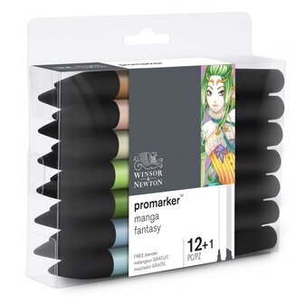 Promarker Manga Fantasy set 12 x Promarker en Blender van Winsor &amp; Newton Set 142