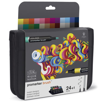 Promarker Brush Student Designer set 24 x Promarker Brush en Blender van Winsor &amp; Newton Set 079