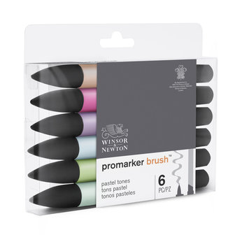 Promarker Brush 6 x Pastel Tones van Winsor &amp; Newton Set 125