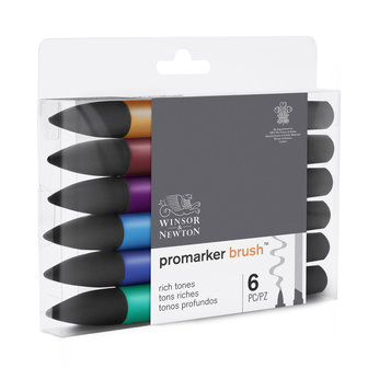 Promarker Brush 6 x Rich Tones van Winsor &amp; Newton Set 126