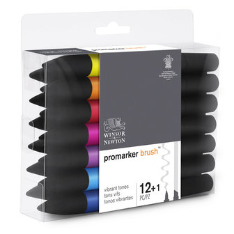 Promarker Brush 12 x Vibrant Tones en Blender van Winsor &amp; Newton Set 145