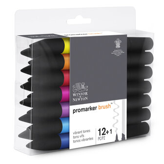 Promarker Brush 12 x Vibrant Tones en Blender van Winsor &amp; Newton Set 145