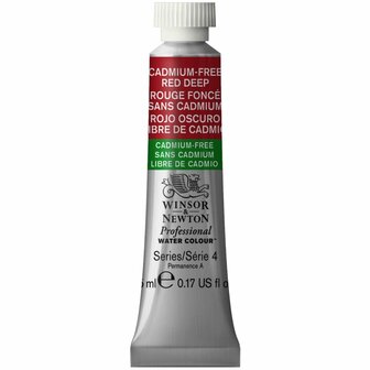 Cadmium-Free Red Deep (S4) Professional Watercolour van Winsor &amp; Newton 5 ml Kleur 895