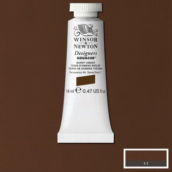 Burnt Umber (S 1) Designers Gouache van Winsor &amp; Newton 14 ML Kleur 076