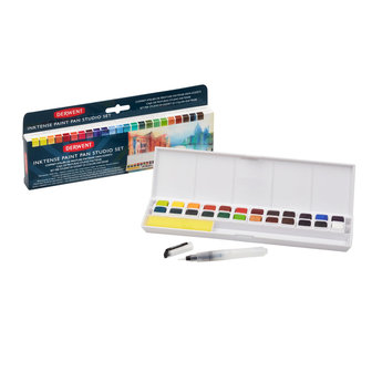 24 kleuren in halve napjes Inktense Paint pan set van Derwent