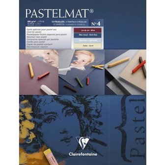Pastelmat-No-4-Pastel-Papier-verlijmd-Blauw-Rood-Zand-kleuren-fijne-structuur-12-vellen-van-Clairefontaine-360-grams-30-x-40-cm
