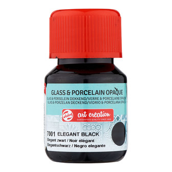 Elegant Zwart Dekkend / Opaque Art Creation Glas & Porseleinverf 30 ML Kleur 7001