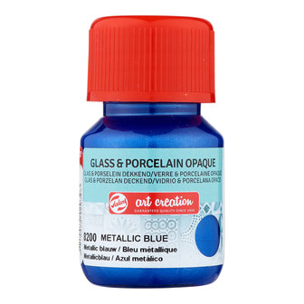 Metallic Blauw Dekkend / Opaque Art Creation Glas &amp; Porseleinverf 30 ML Kleur 8200