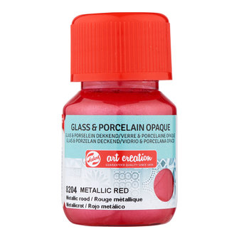 Metallic Rood Dekkend / Opaque Art Creation Glas &amp; Porseleinverf 30 ML Kleur 8204