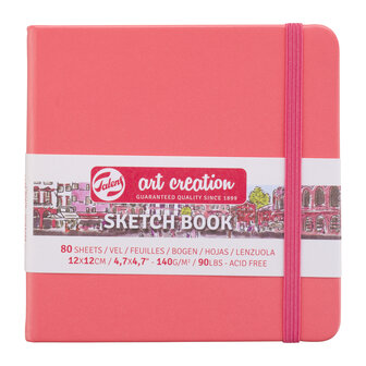 Art Creation Schetsboek Coral Red 80 vellen 140 gram 12 x 12 cm