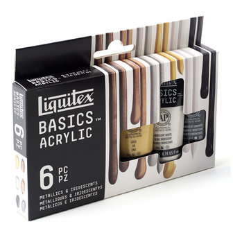 6 x 22 ml Liquitex Basics Acrylverf Metal &amp; Iridescent set