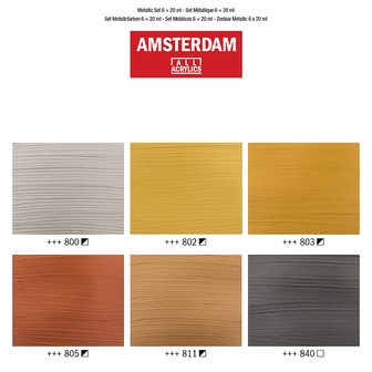Metallic set Amsterdam Standard Series Acrylverf 6 x 20 ml