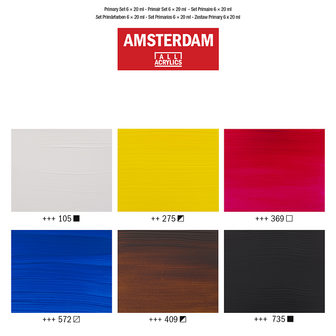 Primair set Amsterdam Standard Series Acrylverf 6 x 20 ml