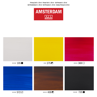 6 x 20 ML Primair set Amsterdam Standard Series Acrylverf