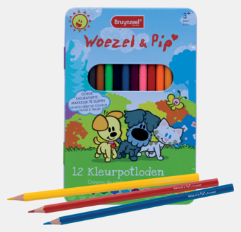 Woezel &amp; Pip Set 12 potloden Metal kist OP = OP
