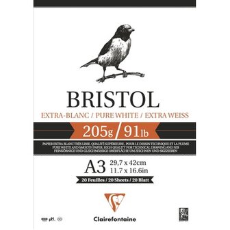 A3 Bristol 20 vellen 205 grams van Clairefonaine