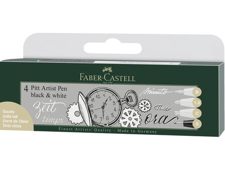 Tekenstift Faber-Castell set Pitt Artist Pen zwart en wit