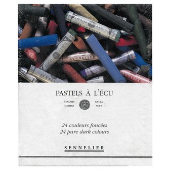 Karton doosje Pastel &agrave; l&#039;ecu 24 kleuren Donkere kleuren selectie van Sennelier