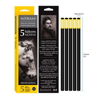 5 x houtskool soft round 8 mm Nitram